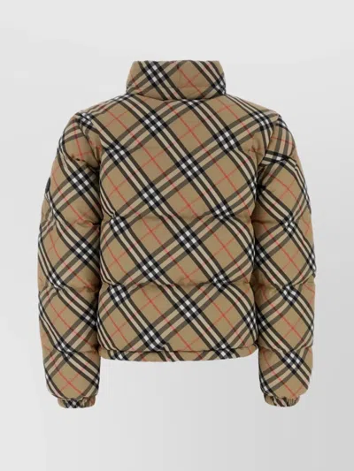 Burberry Womens Sand Ip Check Check-print Hooded Shell-down Jacket In Multi