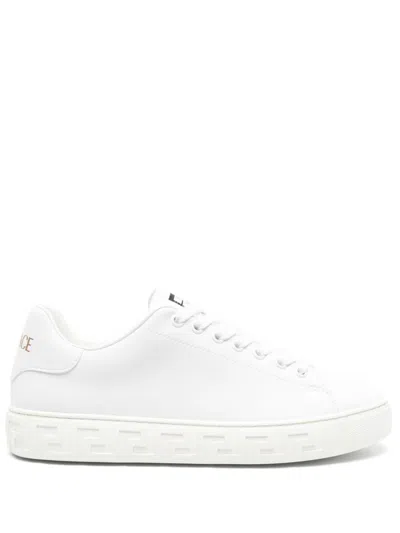 Versace Leather Sneakers With La Greca Motif