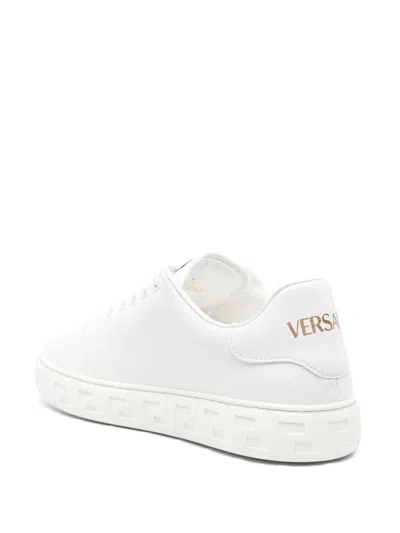 Versace Leather Sneakers With La Greca Motif