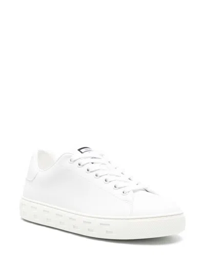 Versace Leather Sneakers With La Greca Motif