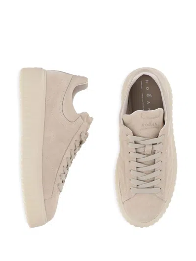Hogan Pre H-stripes Leather Sneakers In Neutral