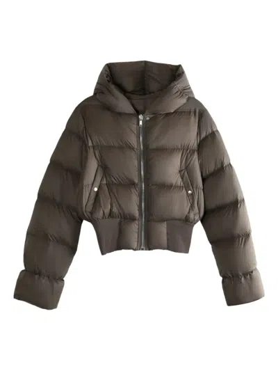 Rick Owens Hooded Puffer Jacket In Brown