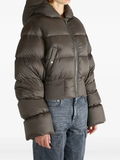 Rick Owens Hooded Puffer Jacket In Brown