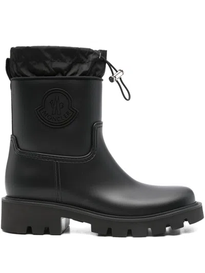Moncler Drawstring Embosssed-logo Rain Boots In Black