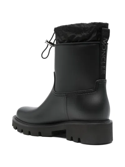 Moncler Drawstring Embosssed-logo Rain Boots In Black