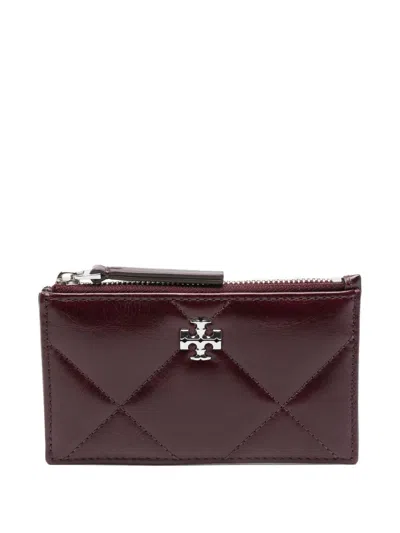 Tory Burch Kira Leather Card Case In Burgundy