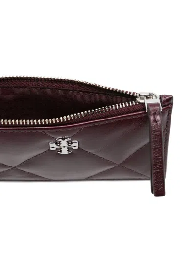 Tory Burch Kira Leather Card Case In Burgundy