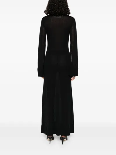 Totême Toteme Twist Long Sleeve Dress In Black