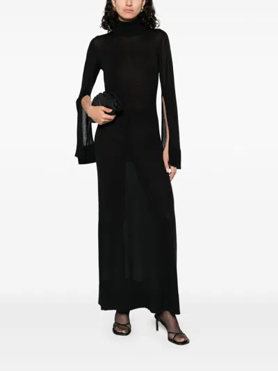 Totême Toteme Twist Long Sleeve Dress In Black