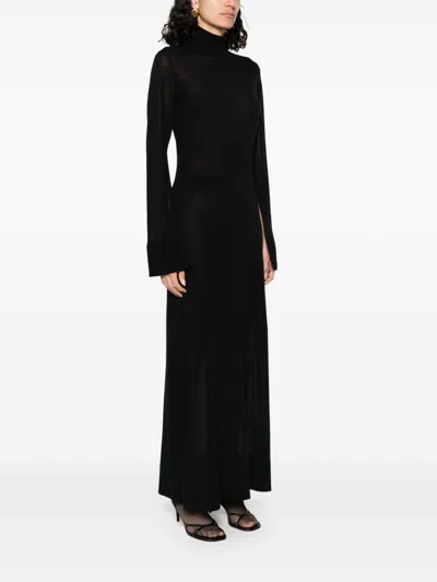 Totême Toteme Twist Long Sleeve Dress In Black