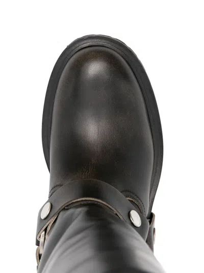 Golden Goose Kurt Boots In Black Leather With Buckle In Black