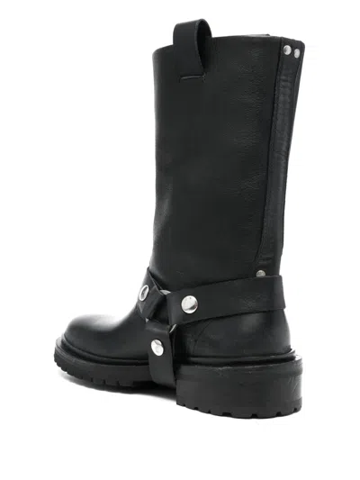 Golden Goose Kurt Boots In Black Leather With Buckle In Black