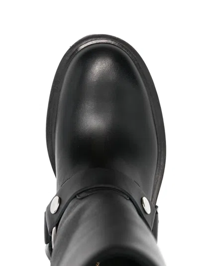 Golden Goose Kurt Boots In Black Leather With Buckle In Black