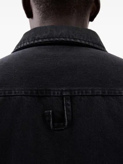 Jacquemus Virgin Wool Long-sleeve Shirt With Embroidered Logo In Black