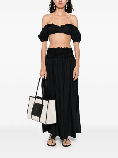 Ermanno Scervino Lace Detail Cropped Cotton Top In Black