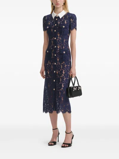Self-portrait Lace Midi Dress In Blue