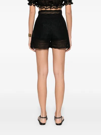 Ermanno Scervino Lace Shorts High-waisted Scalloped Hem In Black