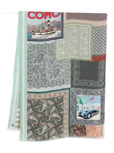 Pierre-louis Mascia Pierre Louis Mascia Lago Di Como Silk Printed Scarf In Green