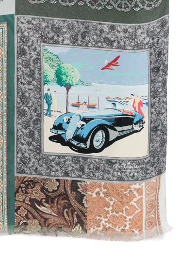 Pierre-louis Mascia Pierre Louis Mascia Lago Di Como Silk Printed Scarf In Green