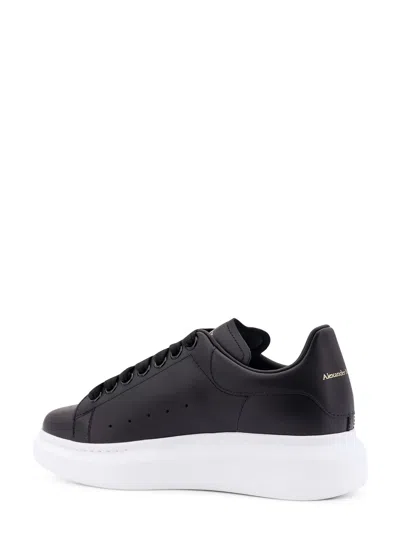 Alexander Mcqueen Black Low Top Sneakers With Logo Lettering On Tongue And Heel In Leather Woman In Black