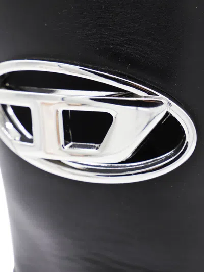 Diesel D-hammer-biker Boots In Shiny Leather In Black