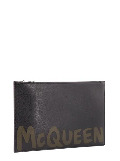 Alexander Mcqueen Leather Clutch With Mcqueen Graffiti Logo