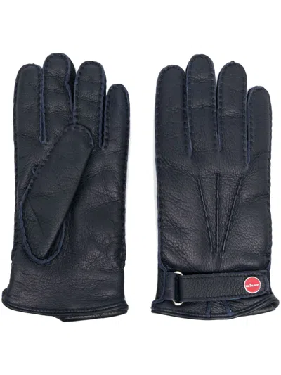 Kiton Men Leather Gloves In Black