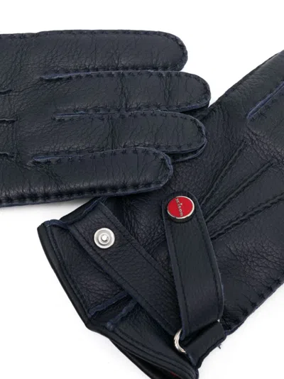 Kiton Men Leather Gloves In Black