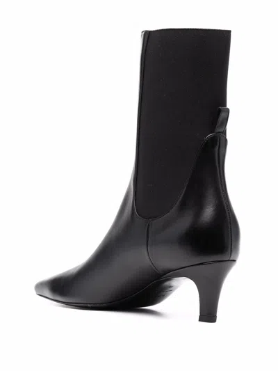 Totême Toteme Mid Heel Leather Boots In Black