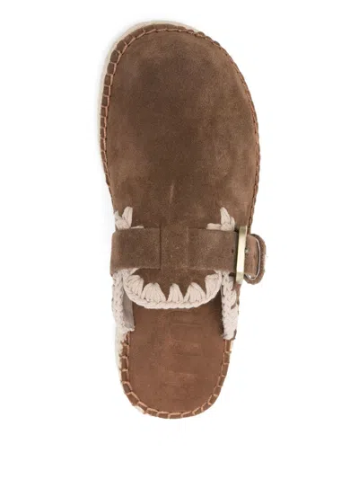 Mou Leather Slippers In Neutral