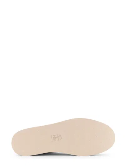 Brunello Cucinelli Men Deer Leather Sneakers With Grain In Multi