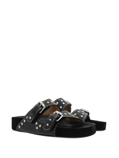 Isabel Marant Lennyo Leather Sandals In Black