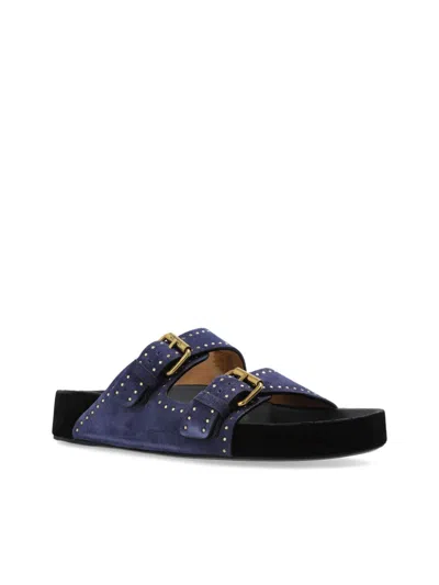 Isabel Marant Studded Design Suede Leather Sandals In Blue