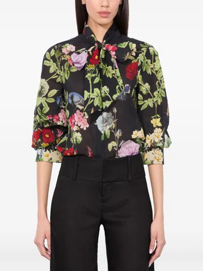 Alice And Olivia Alice + Olivia Lloyd Cotton Blouse In Multi