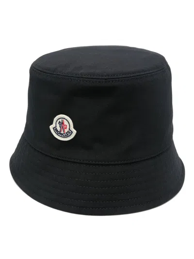 Moncler Cotton Lining Stitched Brim Hat In Black