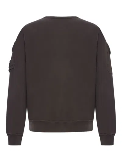 Stone Island Logo Crewneck Sweatshirt In Brown
