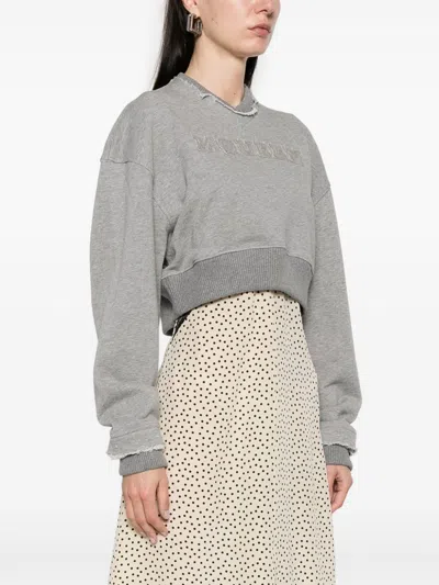 Alexander Mcqueen Alexander Mc Queen Logo Cotton Cropped Sweatshirt In Gray