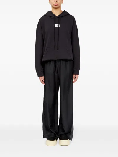 Mm6 Maison Margiela Mm6 By Maison Margiela Relaxed-fit Cotton Hoodie With Adjustable Drawstring In Black