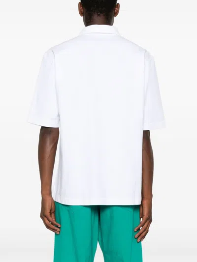 Marni Men's Logo Cotton Polo Shirt In White