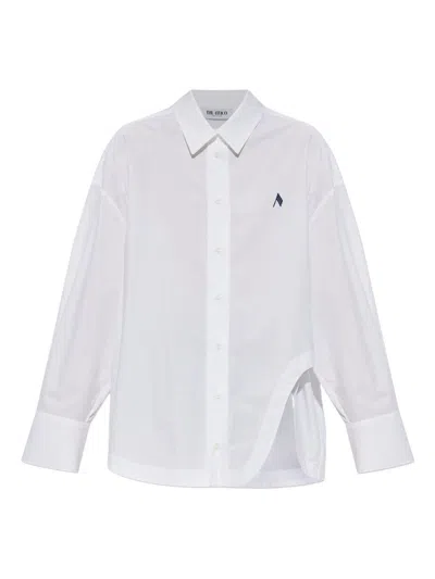 Attico Oversized Cotton Shirt Long Sleeves Collar In White