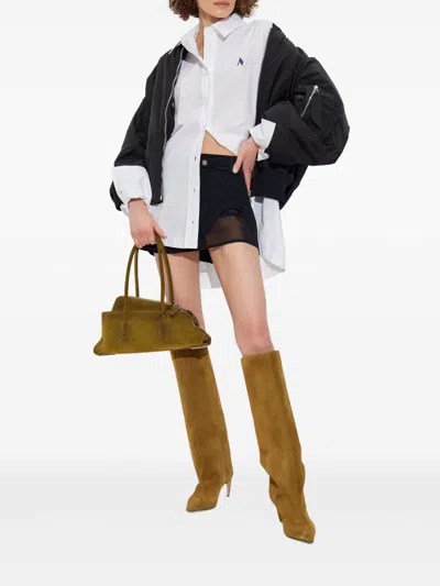 Attico Oversized Cotton Shirt Long Sleeves Collar In White