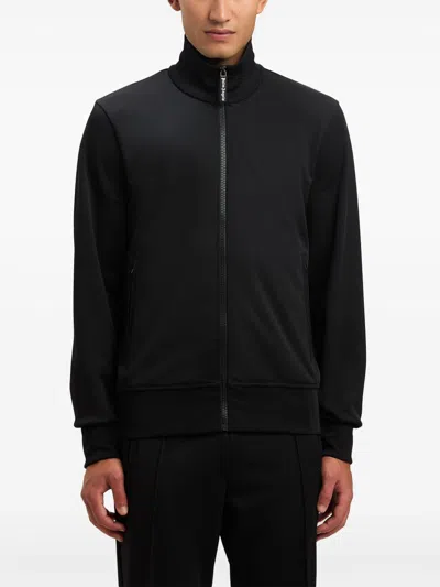 Palm Angels Black High Neck Sweatshirt With Logo Lettering On The Front In Tech Fabric Man