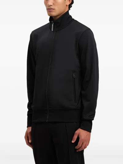 Palm Angels Black High Neck Sweatshirt With Logo Lettering On The Front In Tech Fabric Man