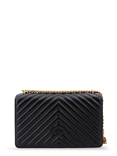 Pinko Love One Mini Matelassé Leather Shoulder Bag In Black