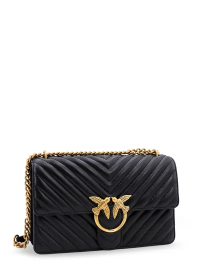 Pinko Love One Mini Matelassé Leather Shoulder Bag In Black