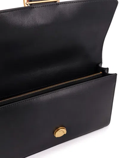 Pinko Love One Classic Black Crossbody Bag With Studded Strap And Love Birds Diamond Cut Plaque On The Fro