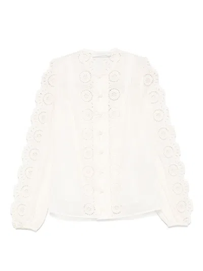 Zimmermann Lucky Embroidered Blouse In Ivory In White