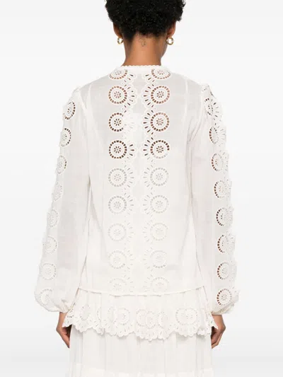 Zimmermann Lucky Embroidered Blouse In Ivory In White