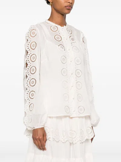 Zimmermann Lucky Embroidered Blouse In Ivory In White