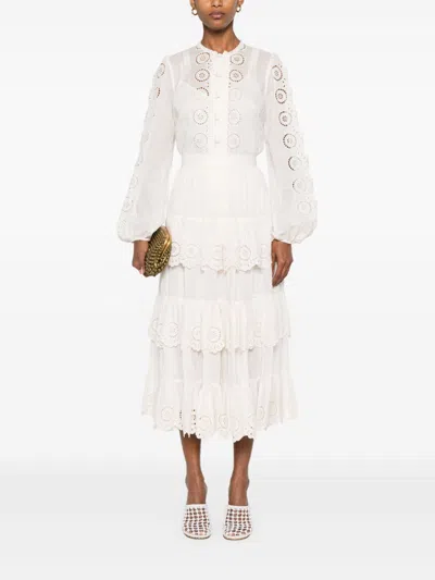 Zimmermann Lucky Embroidered Blouse In Ivory In White